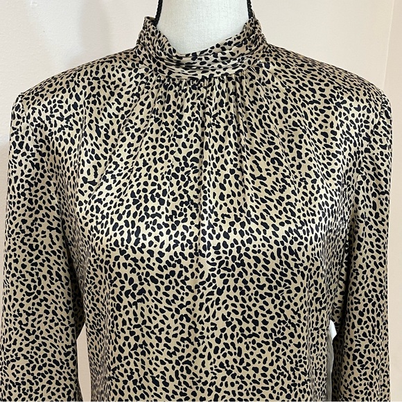 Spenser Jeremy |Silk Mock Neck Leopard Print Dress Size 12 - Picture 11 of 16